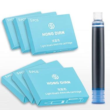 Imagem de Asvine Cartuchos de tinta azul claro para caneta-tinteiro Hongdian, conjunto de 30 cartuchos de tinta de recarga, diâmetro de furo de 3,4 mm