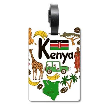 Imagem de Kenya Love Heart Landscap Bandeira nacional mala etiqueta cartão de bagagem etiqueta, Multicolorido.