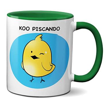 Imagem de Caneca Trocadilho Koo Piscando Rede Social Xícara Engraçada (Verde)