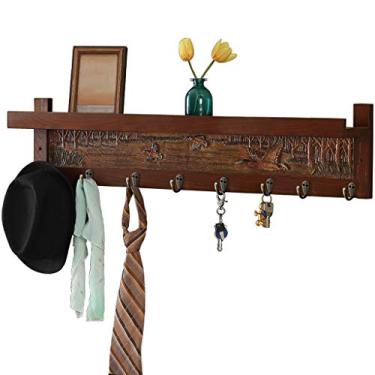 Imagem de KIZQYN Ganchos de casaco antigos ganchos de parede para cabideiro de corredor cabides de armazenamento de quarto ganchos de parede com prateleiras ganchos de casaco cabides cabide montado na parede (tamanho: 1)