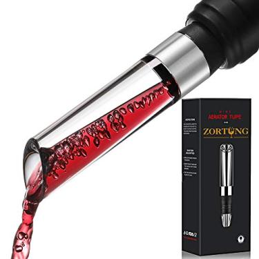 Imagem de ZORTUNG Dosador aerador de vinho em garrafa bico difusor dispensador tubo aerador decantador único conjunto com 3 furos de ar ocultos aço inoxidável protege anel para presente para amantes de vinho tinto e branco