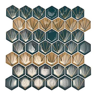 Imagem de Pastilha Cinza Bege Sextavada Resinada Kit 4 Placas