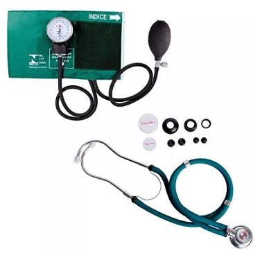 Imagem de Kit De Enfermagem Com Medidor De Pressão Estetoscopio Duplo (Verde)