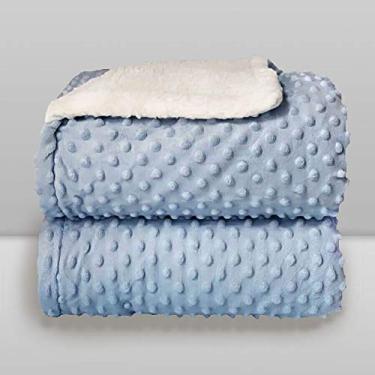 Imagem de Cobertor Donna Laço Bebê Plush com Sherpa Dots Bolinhas Azul Baby
