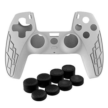 Imagem de Capa protetora de silicone para PS5 + tampa oscilante, TwiHill, branco, vermelho, azul, preto (Branco)