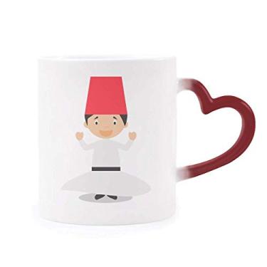 Imagem de Caneca branca Whirling Dervishe desenho sensível ao calor Caneca vermelha que muda de cor