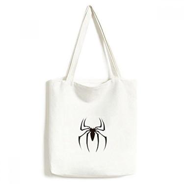 Imagem de Bolsa de lona preta com estampa de aranha e inseto bolsa de compras casual bolsa de mão
