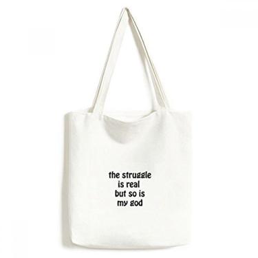 Imagem de The Struggle Is Real Christian Citações sacola sacola de compras casual bolsa de mão