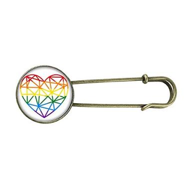 Imagem de Broche de metal retrô LGBT com coração de modelagem lésbica, arco-íris gay