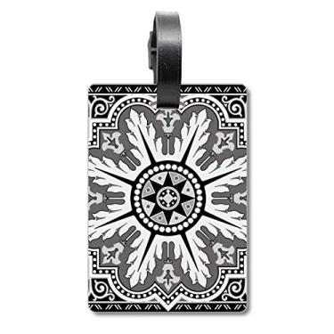 Imagem de Bolsa de mala com estampa de estilo árabe, preta, branca, etiqueta para cartão de bagagem, etiqueta para pendurar