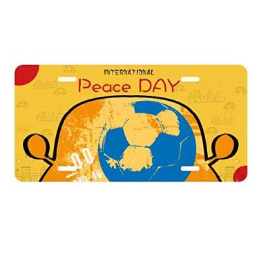 Imagem de DIYthinker Placa de licença para futebol americano, esportes, EUA, decoração de carro, dia da paz