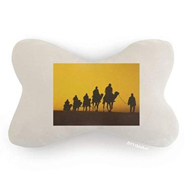 Imagem de DIYthinker Outline Sunset Journey Silk Road Camel Deserto Carro Decoração Pescoço Almofada Almofada Almofada Almofada