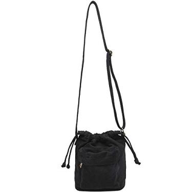 Imagem de Jeelow Bolsa pequena de lona crescente mini bolsa tiracolo para celular com alça ajustável e zíper, Preto