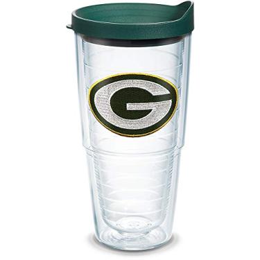 Imagem de Tervis Copo com logotipo principal NFL Green Bay Packers com emblema e tampa verde caçador, 680 g, transparente