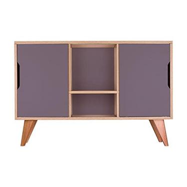 Imagem de Buffet Aparador Retrô com 2 Portas Murano Carvalho e Cinza Claro