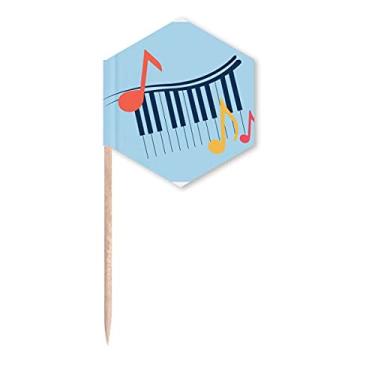 Imagem de Piano Bight Bandeiras de palito de notação musical para cupcake, festas comemorativas