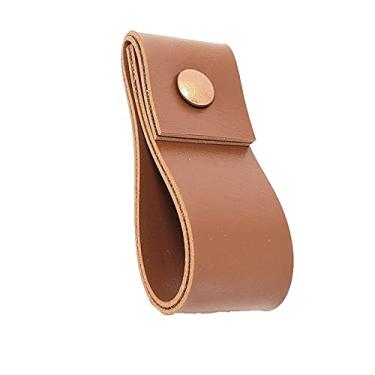 Imagem de Puxador Doba Parafuso - Textura de Couro Marrom - Parafuso Cobre