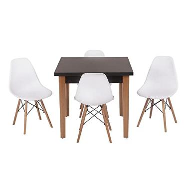 Imagem de Conjunto Mesa de Jantar Luiza 80cm Preta com 4 Cadeiras Eames Eiffel - Branco