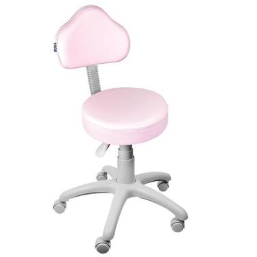 Imagem de Cadeira Mocho Rosa Claro Base Cinza - Ultra Móveis
