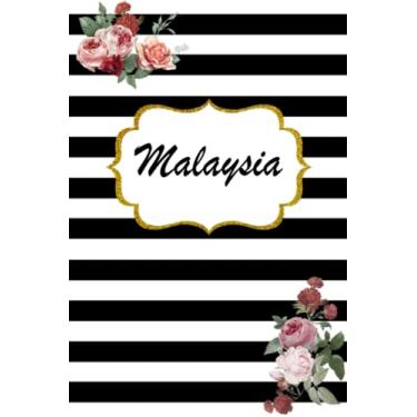 Imagem de Malaysia: Classic Floral Personalized Notebook/Journal/ Log Book/ Planner With Name, 110 pages of your selected paper, planner. Size: 6” x 9”