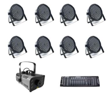 Imagem de Kit 8 Par Leds + Máquina De Fumaça 1200W + Mesa Dmx 512