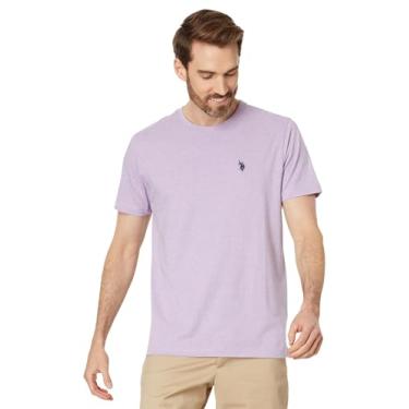Imagem de U.S. Polo Assn. Camiseta masculina gola redonda pequena pônei, Lilás mesclado, M