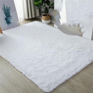 Imagem de Tapetes grandes para sala de estar peludo, branco rosa, decoração de casa, corredor, mesa de centro, quarto, cabeceira, tapetes antiderrapantes fofos, branco puro, 140 x 200 cm, 55 x 78 pole