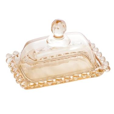 Imagem de WOLFF - Manteigueira de Cristal Âmbar Metalizado 11cm x 7cm x 7cm - Linha Pearl