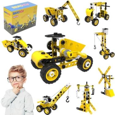 Imagem de Brastoy Kits de Blocos Construir e Montar de Aprendizagem Brinquedo STEM Infantil (100 Peças Amarelo)