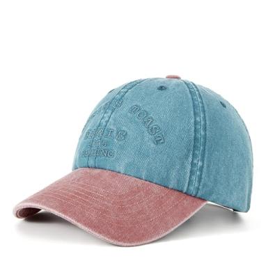 Imagem de yilibllii Boné de beisebol bordado 100% algodão tingido com pigmentos de alto perfil, boné com seis painéis, chapéus de casal, Azul, Tamanho �nica