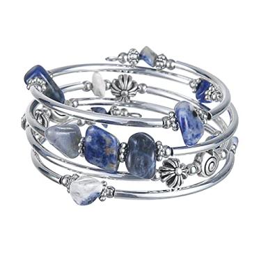 Imagem de FULU AUTUMN Pulseiras com contas para mulheres pulseiras de prata para mulheres bijuteria de fantasia presente moderno, 7IN, Pedra, Sem pedras preciosas