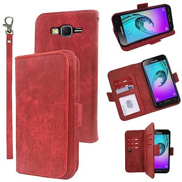 Imagem de Furiet Compatível com Samsung Galaxy J3 2016/J 3 V/J36V/Sky/Amp Prime, capa carteira com alça de pulso, suporte para cartão, capa para celular Glaxay Sol J3V JV3 J36 6 J320V J320A Mulheres Homens