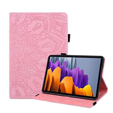 Imagem de YBFJCE Capa para Samsung Galaxy Tab S7 Plus 2020/S7 FE 2021/S8 Plus 2022 12,4 polegadas, capa protetora fina com suporte para lápis, capa fólio de couro PU premium para SM-T970/T976B/X800/X806, rosa