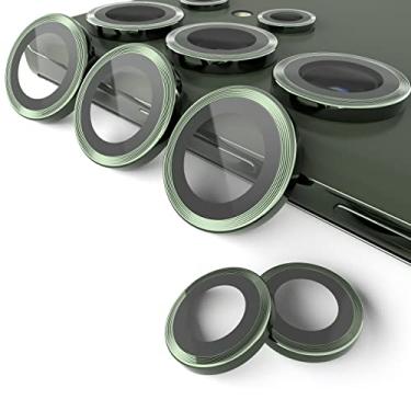 Imagem de Hennaja Protetores de lente de câmera Samsung Galaxy S23 Ultra, vidro temperado resistente a arranhões com bordas de alumínio elegantes, conjunto de 5 (verde)