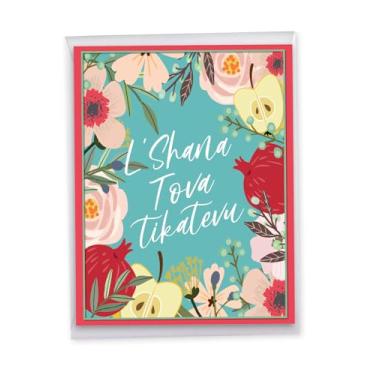 Imagem de NobleWorks Cartão de felicitações Jumbo Rosh Hashaná 21 x 28 cm com envelope (1 pacote) Cartões judaicos de Natal Início do Ano J7761RHG