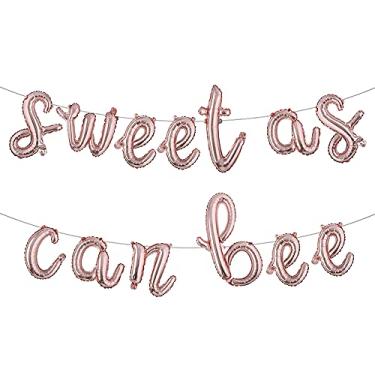 Imagem de Balões Sweet As Can Bee Banner de chá de bebê Mommy to Bee/Bee Revelação de gênero/Bee Welcome Baby Tema Festa Aniversário Decoração (G Sweet AS CAN BEE ouro rosa)