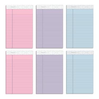 Imagem de TOPS Blocos legais 5 x 8, pacote com 6, marca Prism, 2 rosa/2 azuis/2 roxos, pautado estreito, 50 folhas por bloco de escrita, feito nos EUA (63016)