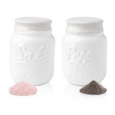 Imagem de Comfify Saleiro e pimenteiro vintage – Adorável pote decorativo para vintage, rústico, chique – cerâmica resistente em branco aqua