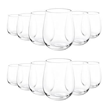 Imagem de KX-WARE Taças de vinho inquebráveis de acrílico sem haste de 510 g, conjunto de 12 transparentes