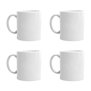 Imagem de Smilatte Canecas de café de porcelana de sublimação de 473 ml, copo de cerâmica em branco clássico com alça grande para cappuccino de chá, latte, conjunto de 4, branco