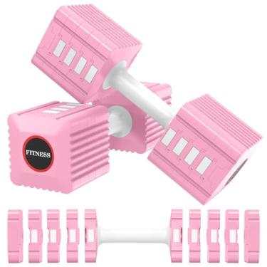 Imagem de Conjunto de 2 halteres de peso ajustável, 1,5 kg/2,6 kg/3,6 kg/4,7 kg/5,7 kg cada conjunto de peso de mão para mulheres/homens, conjunto de halteres ajustáveis para ginástica em casa, ginástica