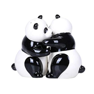 Imagem de Conjunto de saleiro de cerâmica magnética e pimenteiro da Hugging Panda