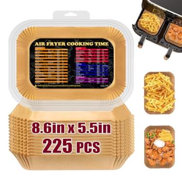 Imagem de 225 peças de forros de papel descartáveis para fritadeira dupla ninja, revestimentos retangulares de papel pergaminho de 21,8 x 14 cm para DZ201, DZ401, à prova de óleo, à prova de água