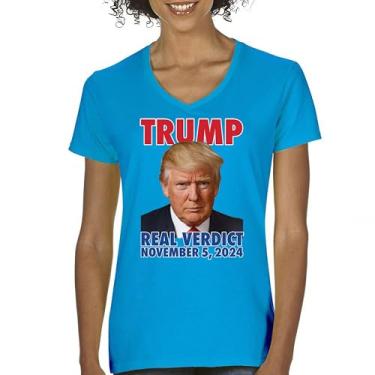 Imagem de Camiseta feminina Trump Verdict November 5 2024 gola V MAGA America First Deplorable Republican Conservative 47 FJB, Turquesa, GG