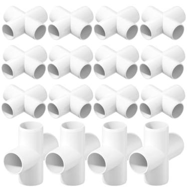 Imagem de EPHECH Encaixes de PVC cruzado de 4 vias, 18 peças, encaixe de tubo de PVC resistente conector de encaixe de grau de móveis de PVC para suprimentos de água, construir móveis de PVC DIY prateleira de jardim estufa