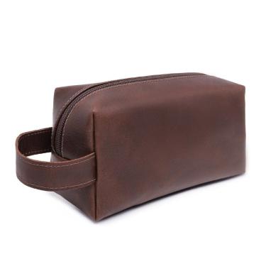 Imagem de Necessaire Organizadora Grande Espaçosa Couro Fossil Premium Resistente Forro Impermeavel Ziper