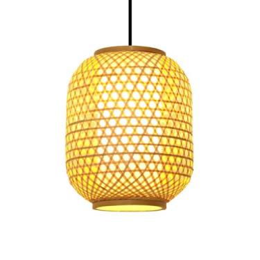 Imagem de Luminária pendente estilo rústico, abajur tecido à mão, decoração de casa de fazenda, cesta de bambu com pergaminho falso, luminária suspensa para teto, luminárias para sala de jantar, cozinha,
