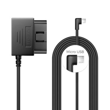 Imagem de AZDOME Kit de cabo de alimentação micro USB OBD para câmera de painel, suporte para modo de estacionamento, 3 m 12 V-24 V a 5 V para câmera de painel M300S M300, proteção de baixa tensão