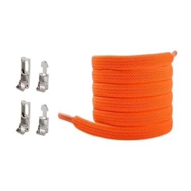 Imagem de Cross Buckle Elastic Laceless Shoelaces For Sneakers Flat Shoelaces For Kids And Adults Elastic Shoelaces For All Shoes(Orange)