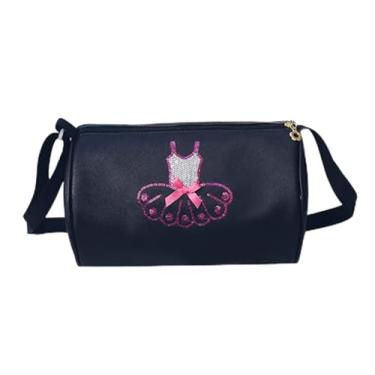 Imagem de Bolsas de dança para crianças, leve, fofa, balé, dança, academia, viagem, bolsa para meninas de 3 a 6 anos de idade (vestido preto com lantejoulas)